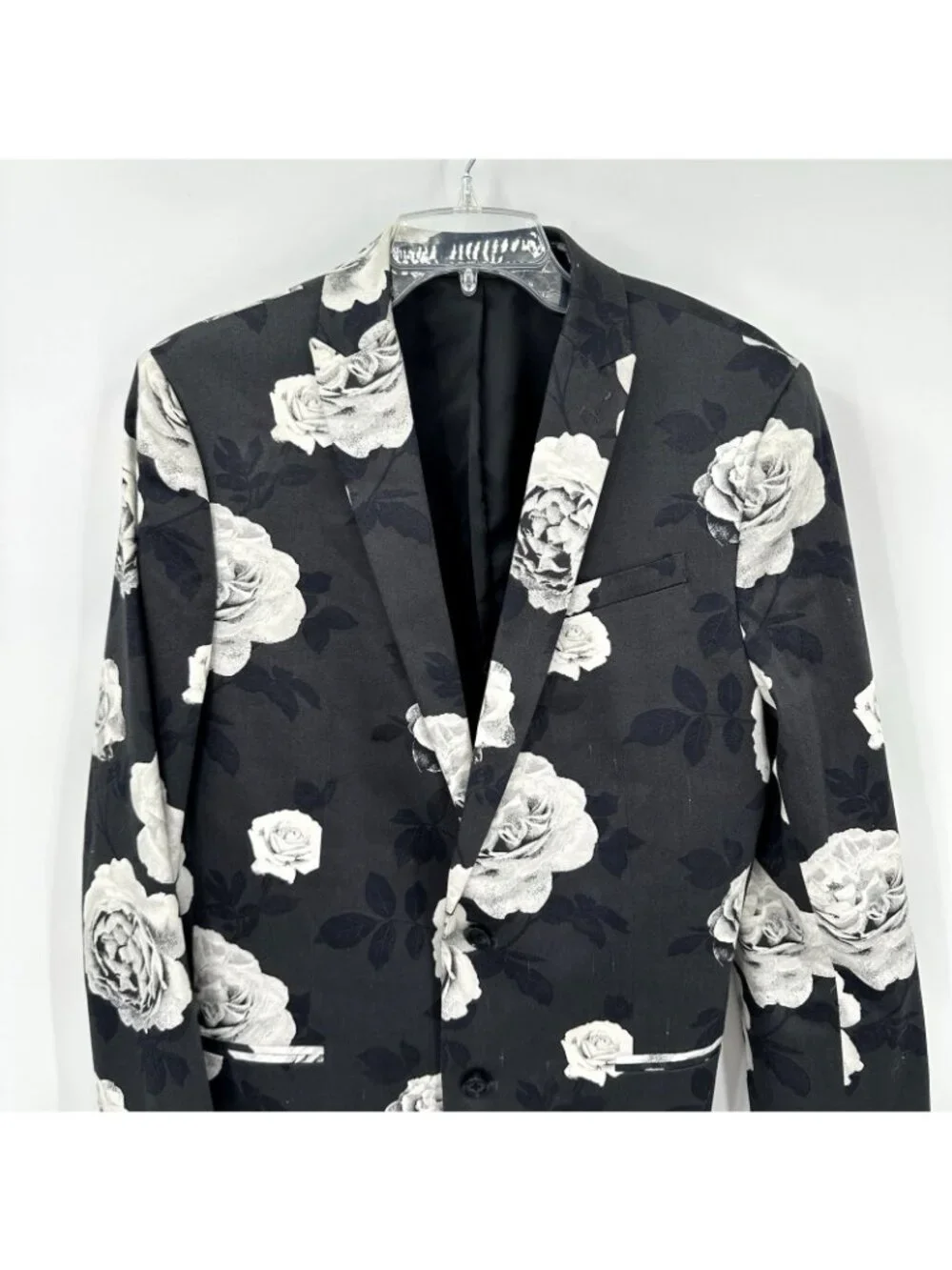 J FERRAR floral jacket blazer sport coat 40L statement prom wedding guest